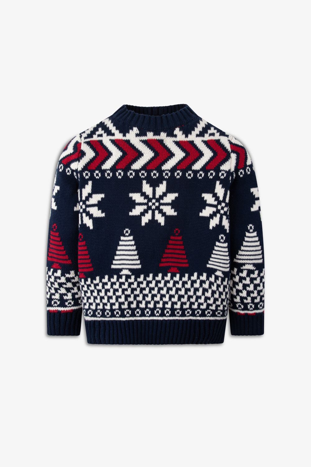 Navy/ Red Multi Coloured Fairisle Jumper Kids - Cotton