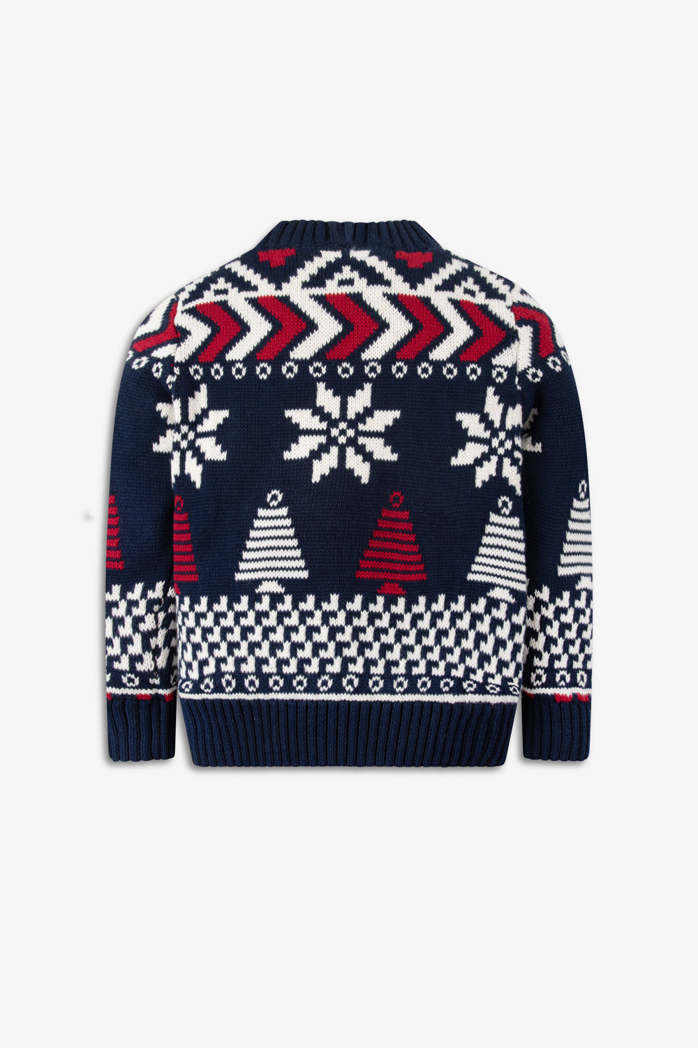 Navy/ Red Multi Coloured Fairisle Jumper Kids - Cotton