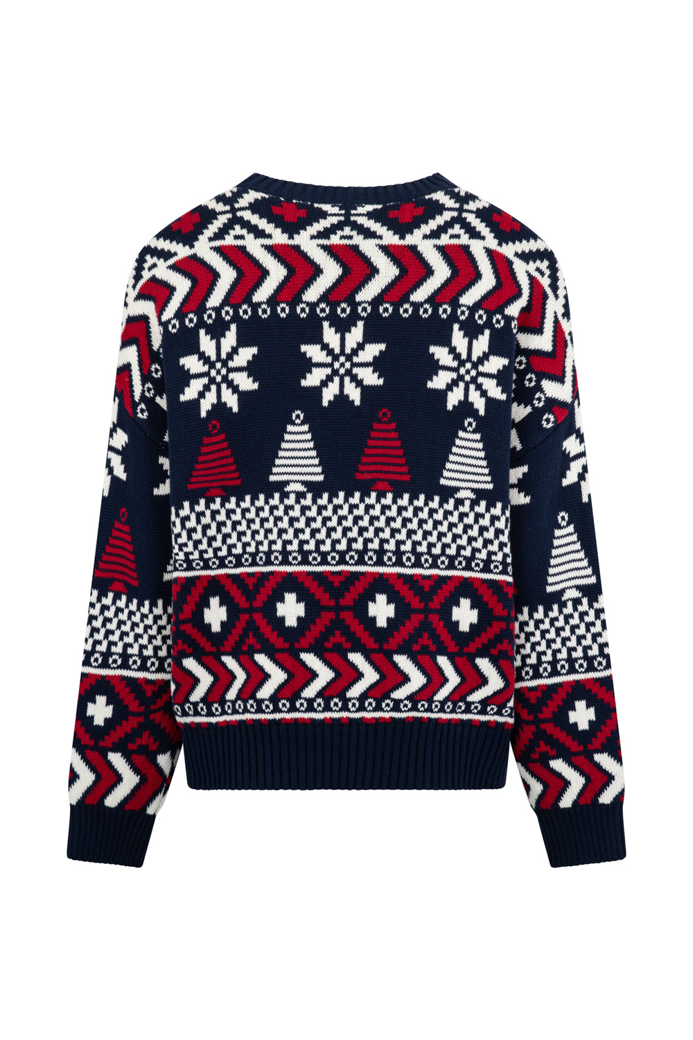 Navy/ Red Multi Colour Fairisle Jumper Ladies - Cotton
