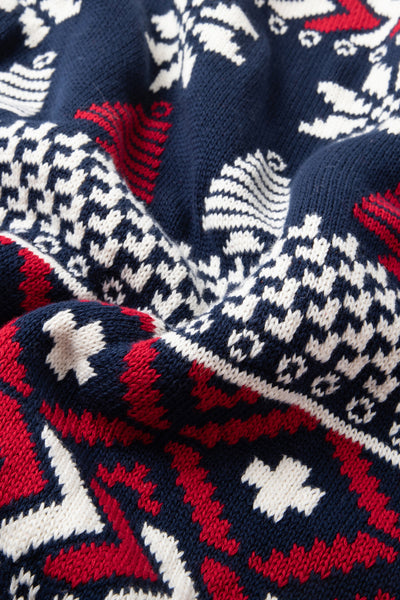 Navy/ Red Multi Colour Fairisle Jumper Ladies - Cotton