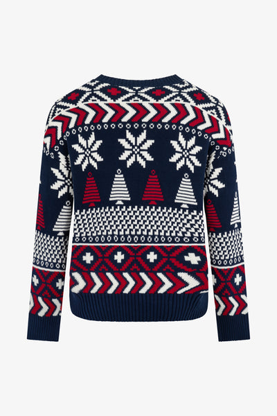 Navy/ Red Multi Coloured Fairisle Jumper Mens