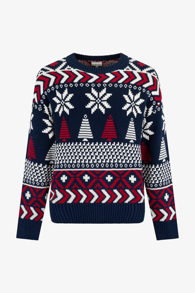 Navy/ Red Multi Coloured Fairisle Jumper Mens