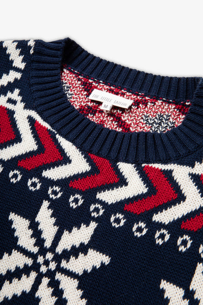 Navy/ Red Multi Coloured Fairisle Jumper Mens