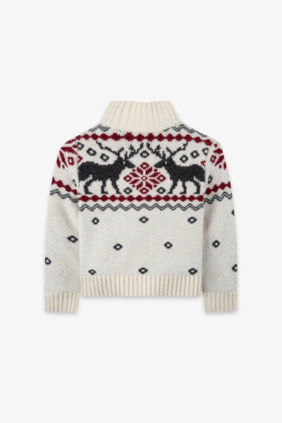 Cream Snowflake Reindeer Jumper Kids