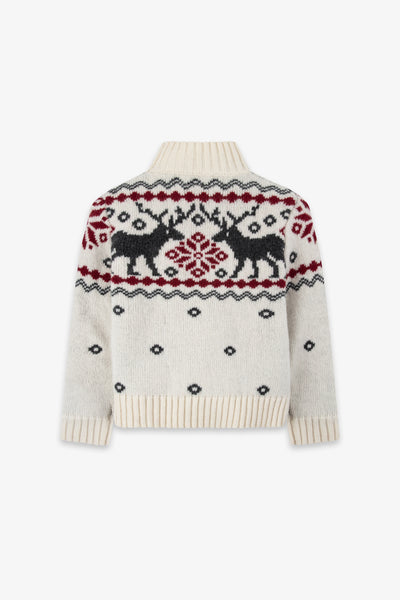 Cream Snowflake Reindeer Jumper Kids