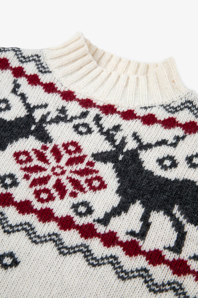Cream Snowflake Reindeer Jumper Kids