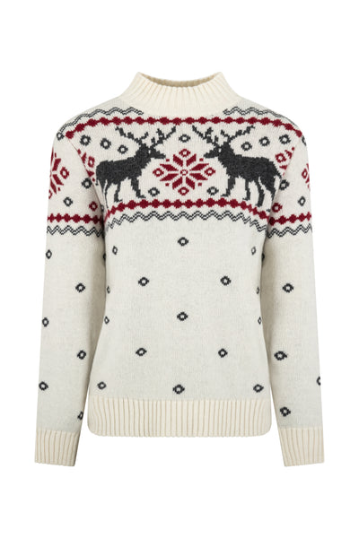 Cream Snowflake Reindeer Jumper Ladies