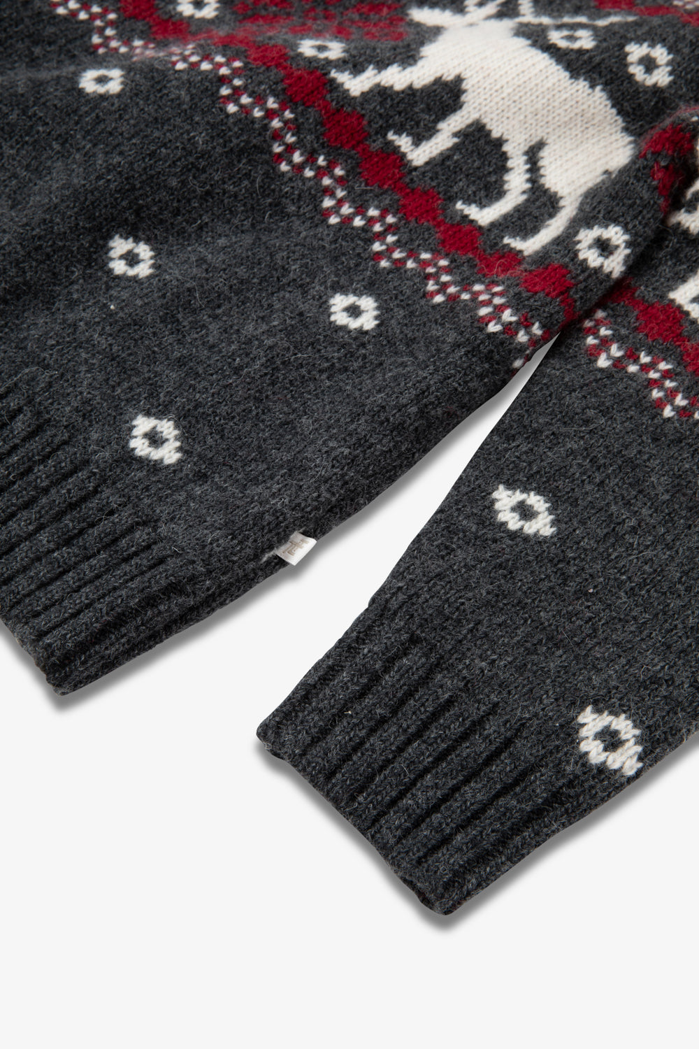 Charcoal Zip Neck Snowflake Reindeer Jumper Kids