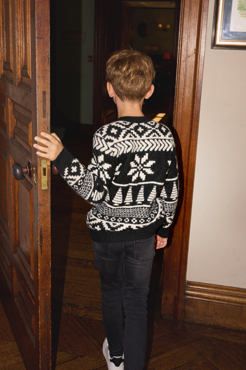 Black/ Cream Two tone Fairisle Jumper Kids