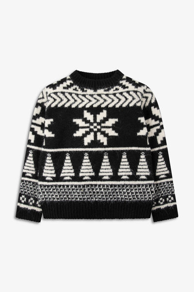 Black/ Cream Two tone Fairisle Jumper Kids