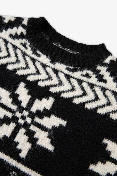 Black/ Cream Two tone Fairisle Jumper Kids