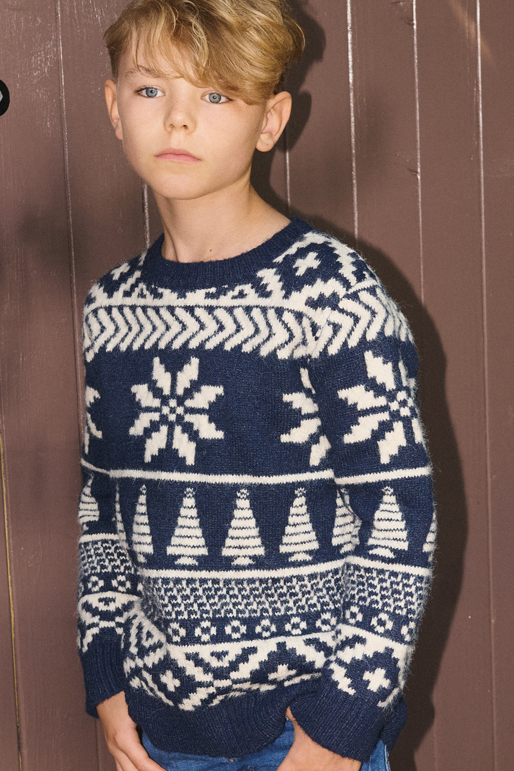 Navy/ Cream Two tone Fairisle Jumper Kids