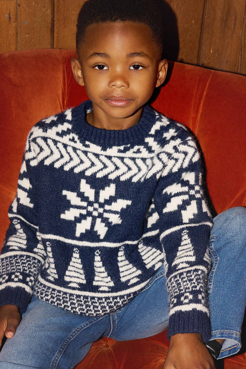 Navy/ Cream Two tone Fairisle Jumper Kids