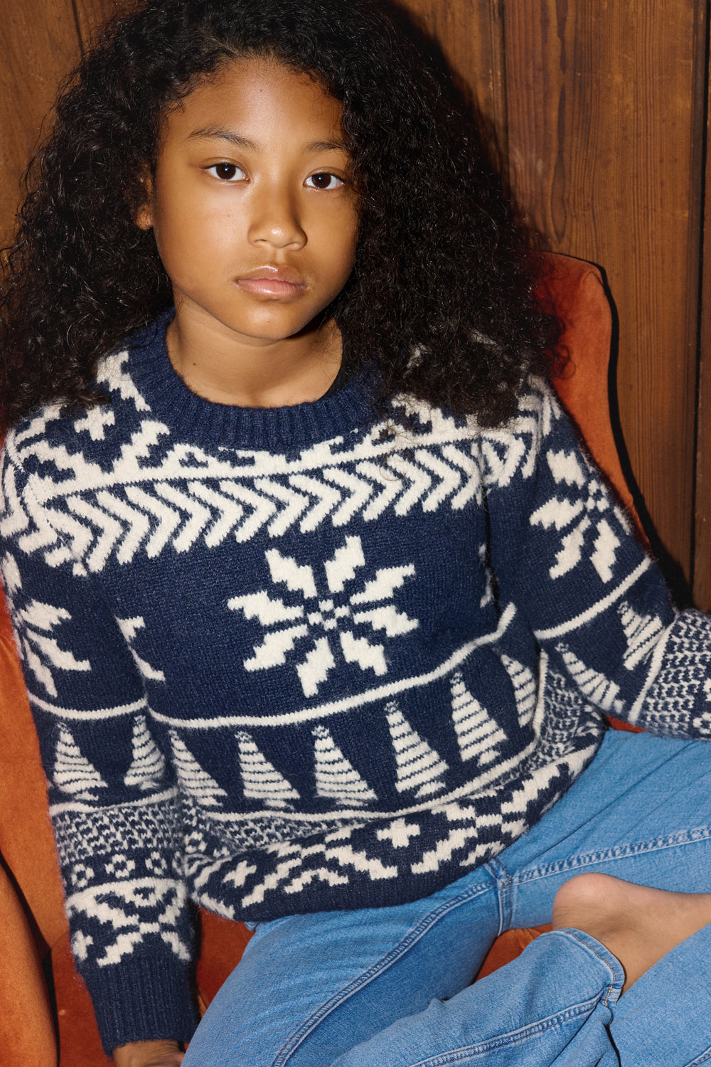 Navy/ Cream Two tone Fairisle Jumper Kids