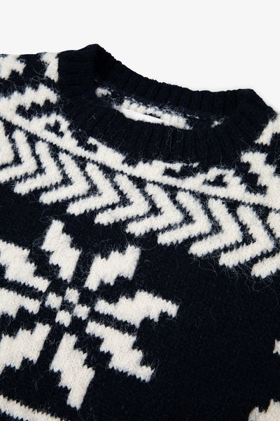 Navy/ Cream Two tone Fairisle Jumper Kids