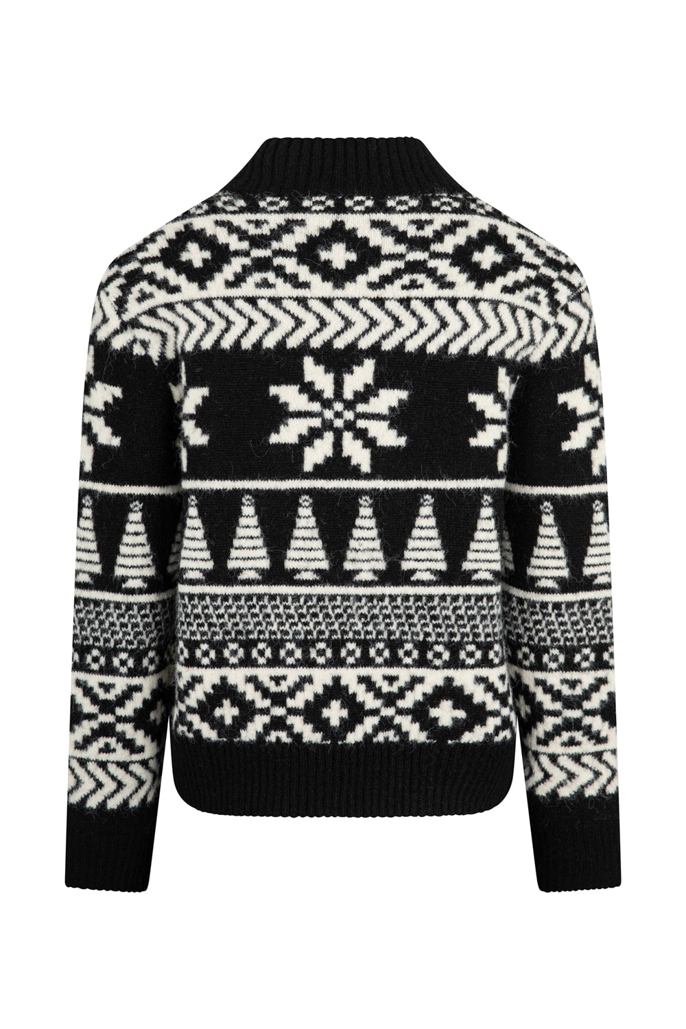 Black/ Cream Two Tone Fairisle Jumper Ladies - Funnel Neck