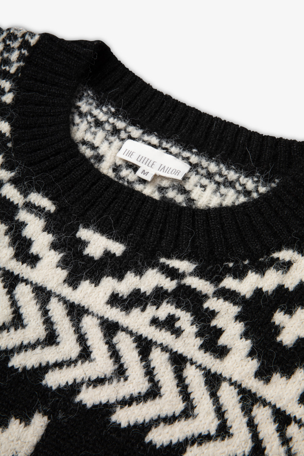 Black/ Cream Two Tone Fairisle Jumper Ladies - Funnel Neck