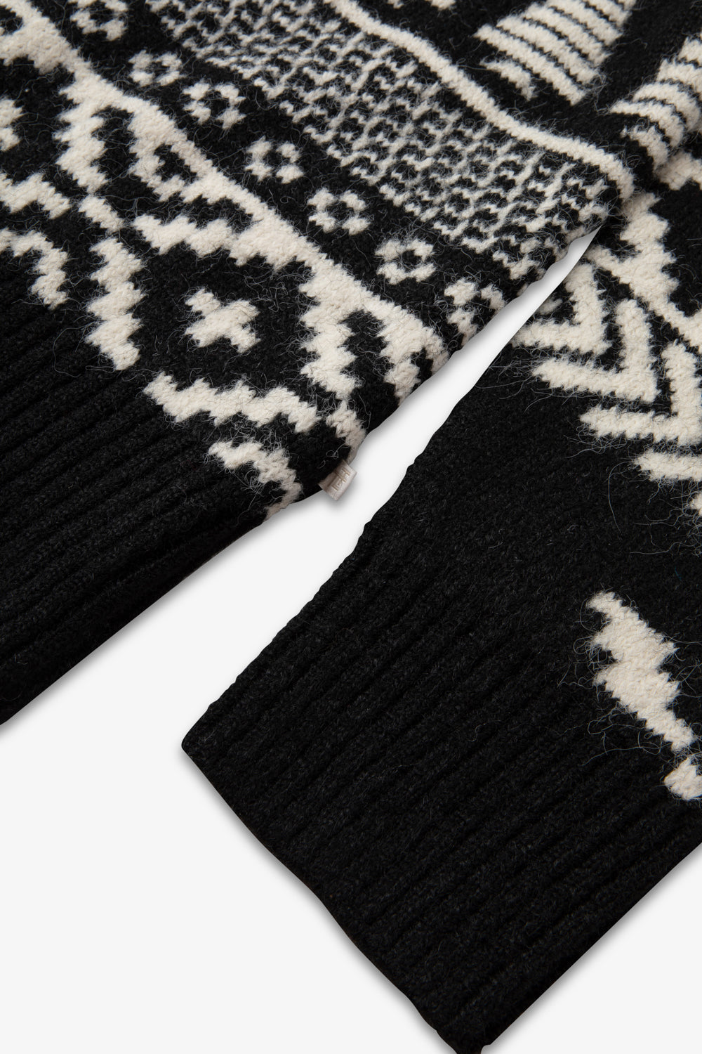 Black/ Cream Two Tone Fairisle Jumper Ladies - Funnel Neck