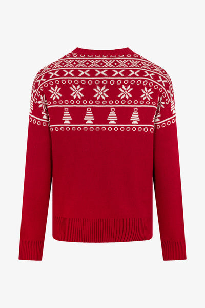 Red Half Fairisle Jumper Mens