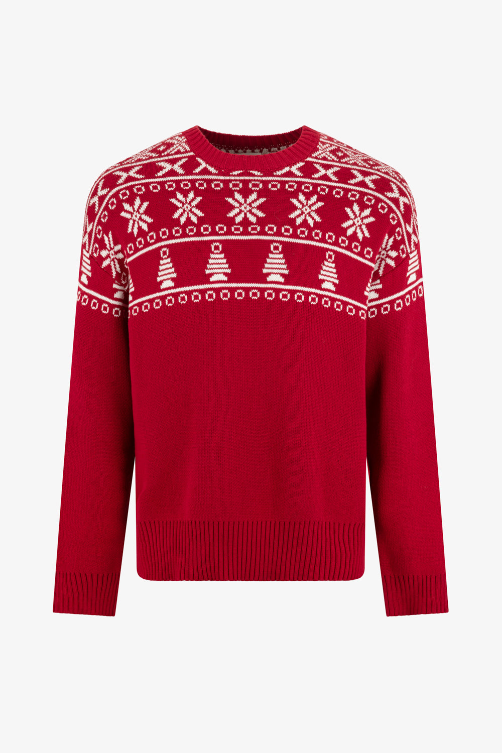 Red Half Fairisle Jumper Mens