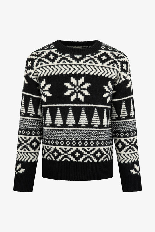 Black/ Cream Two Tone Fairisle Jumper Mens