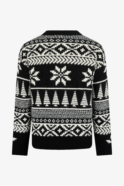 Black/ Cream Two Tone Fairisle Jumper Mens