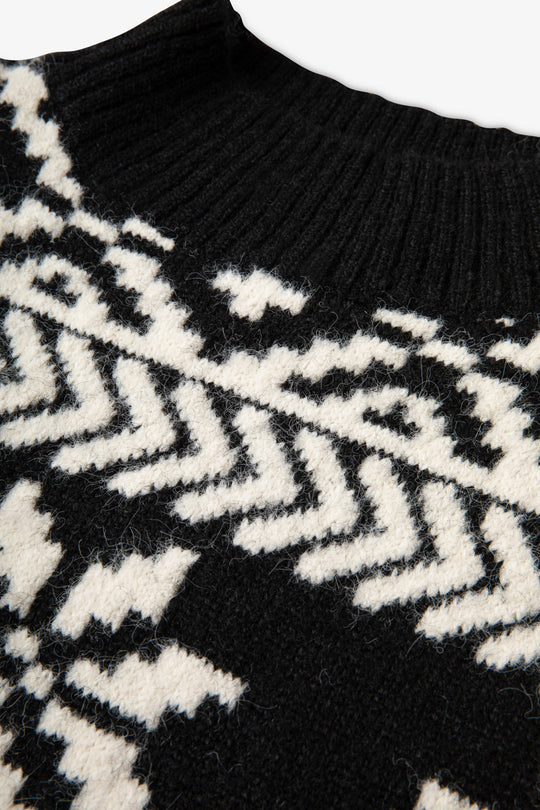 Black/ Cream Two Tone Fairisle Jumper Mens
