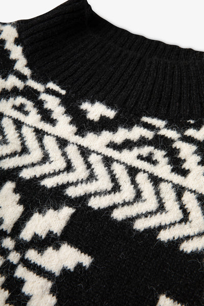 Black/ Cream Two Tone Fairisle Jumper Mens