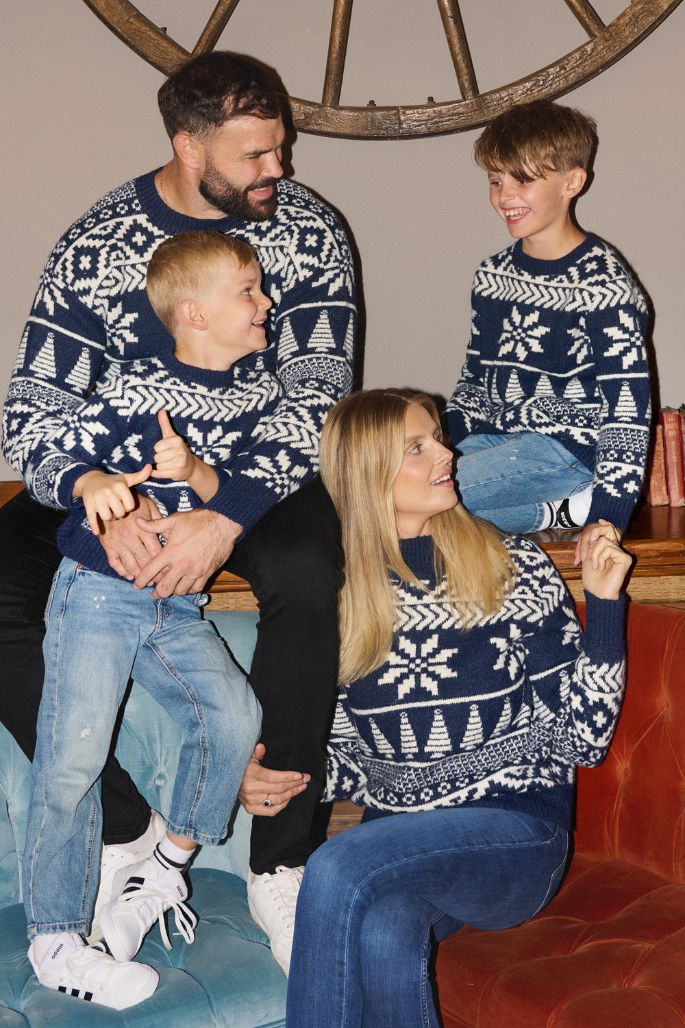 Navy Two Tone Fairisle Jumper Mens
