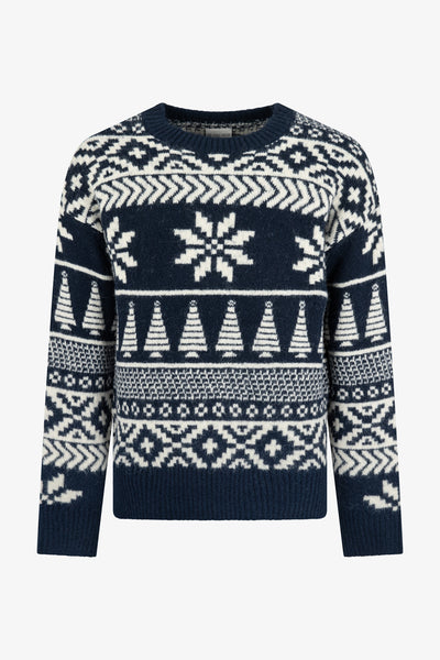 Navy Two Tone Fairisle Jumper Mens