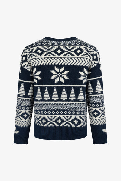 Navy Two Tone Fairisle Jumper Mens