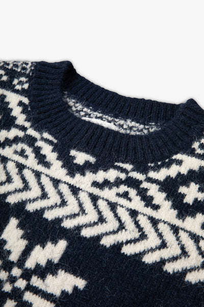Navy Two Tone Fairisle Jumper Mens