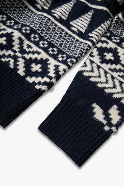 Navy Two Tone Fairisle Jumper Mens