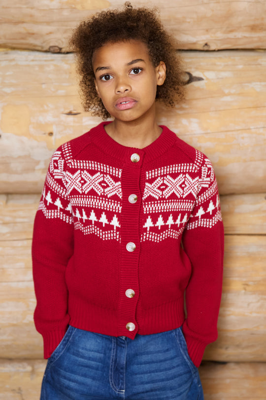 Fairisle Cotton Kids Cardigan