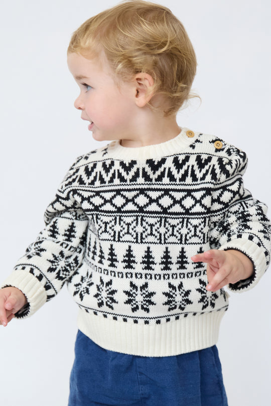 Baby Snowflake Fairisle Cotton Jumper