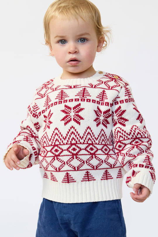 Baby Snowflake Fairisle Cotton Jumper