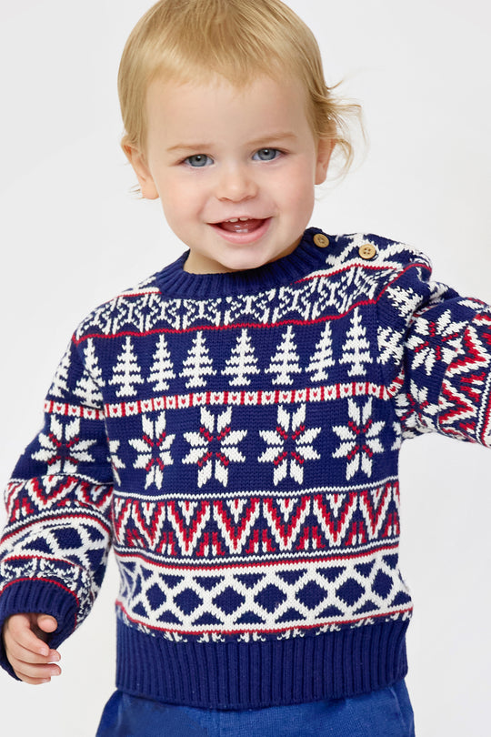 Baby Snowflake Fairisle Cotton Jumper