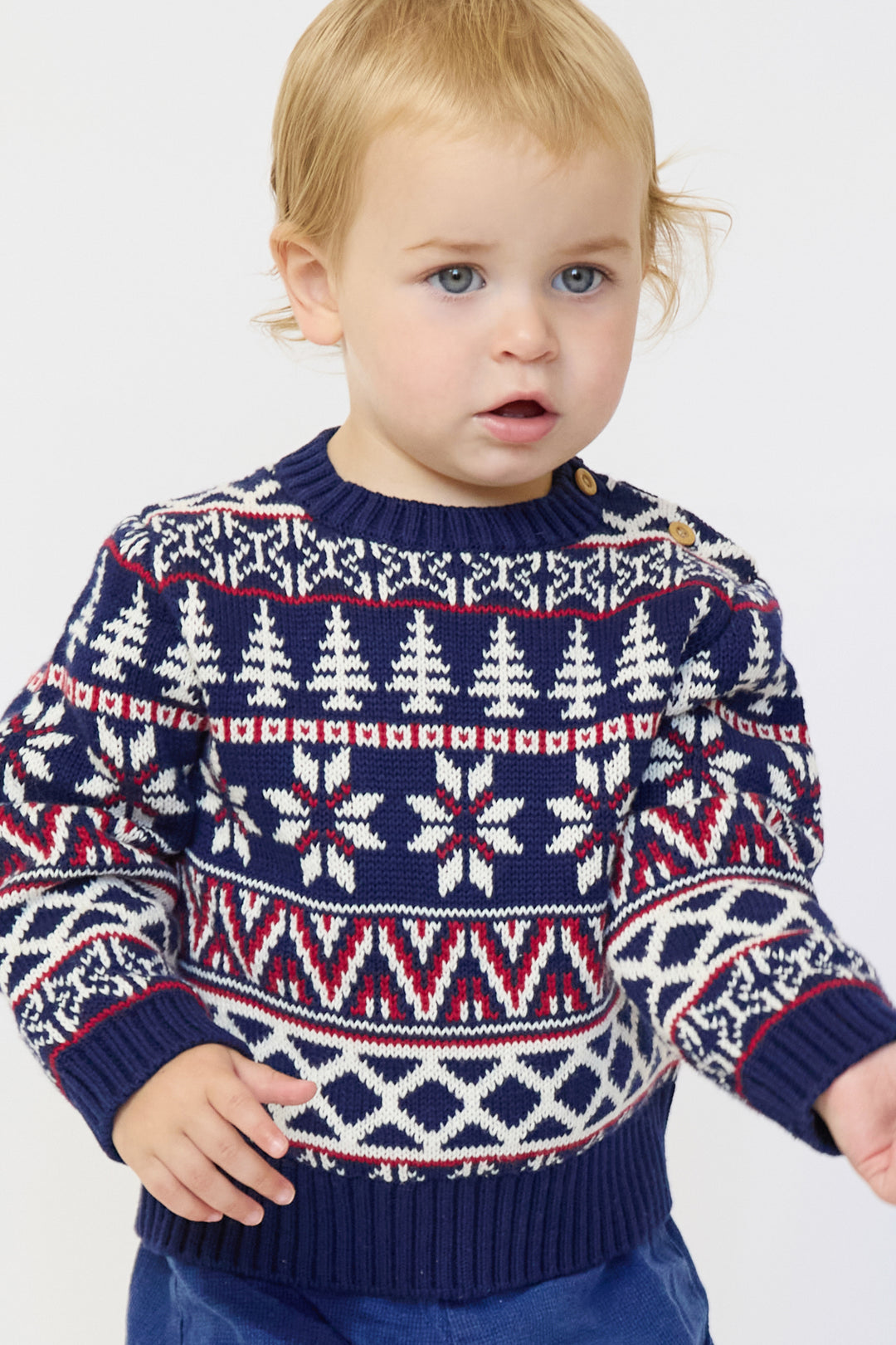 Baby Snowflake Fairisle Cotton Jumper