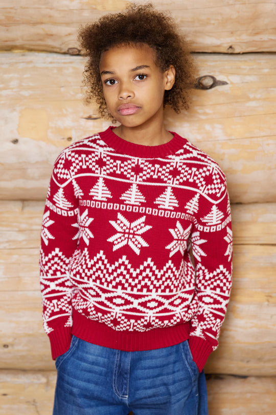Kids Snowflake Fairisle Cotton Jumper