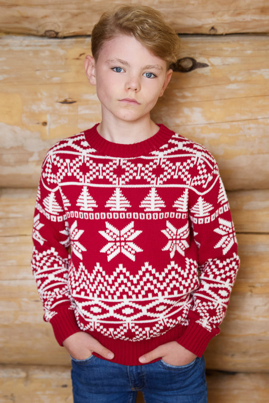 Kids Snowflake Fairisle Cotton Jumper