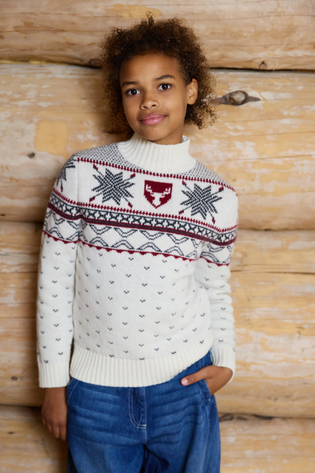 High Neck Wool Blend Fairisle Jumper