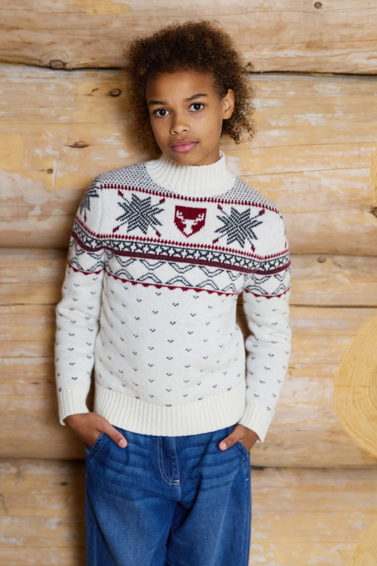 High Neck Wool Blend Fairisle Jumper