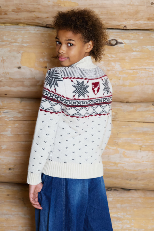 High Neck Wool Blend Fairisle Jumper