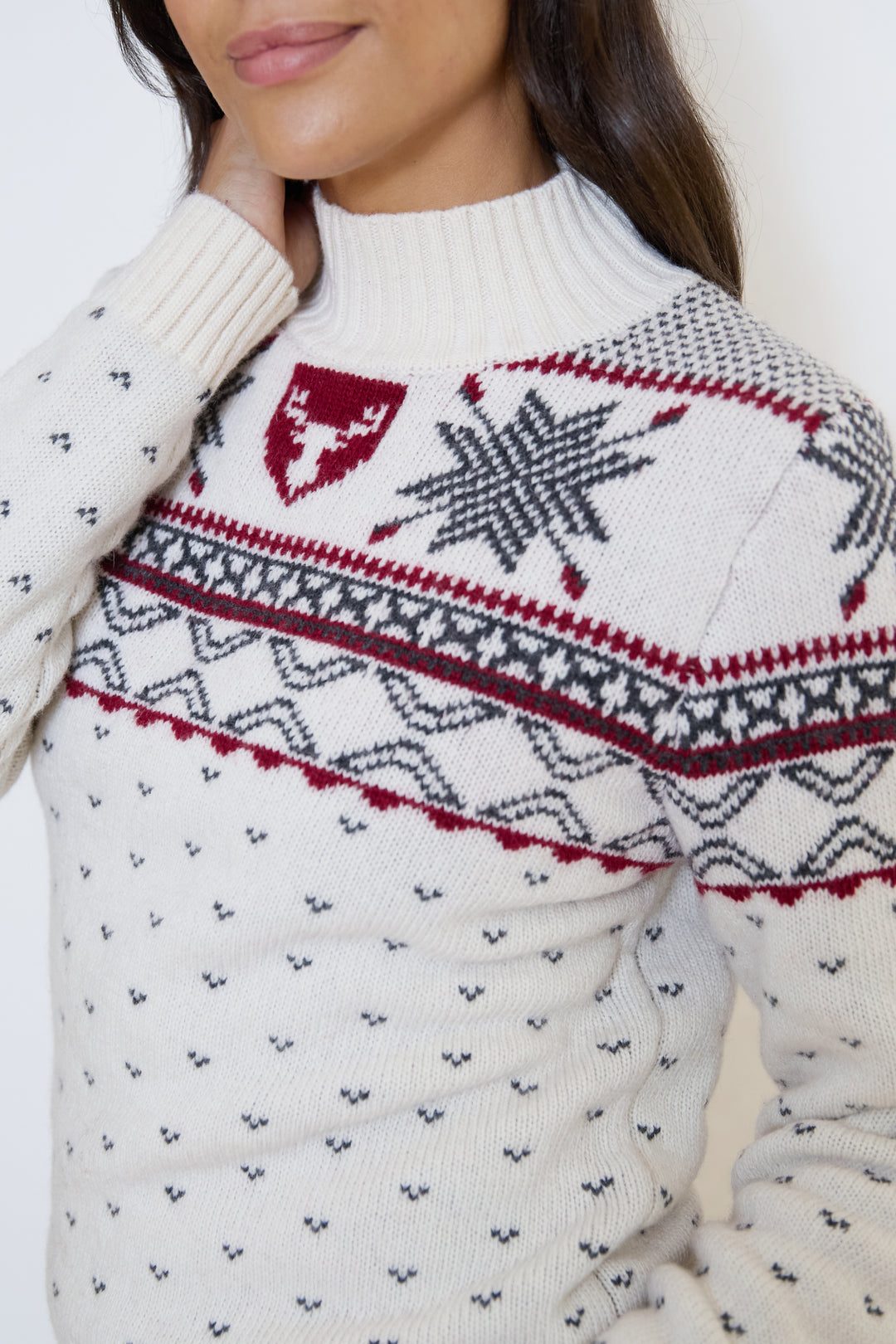High Neck Wool Blend Fairisle Jumper
