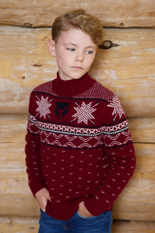 High Neck Wool Blend Fairisle Jumper