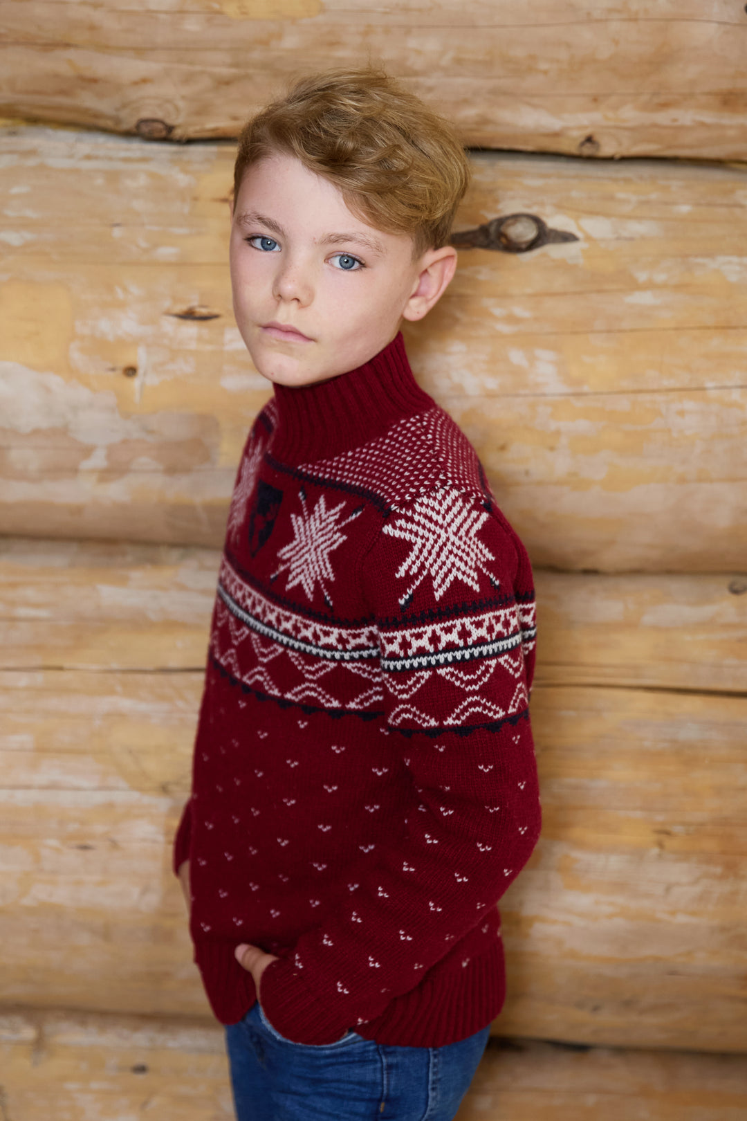 High Neck Wool Blend Fairisle Jumper