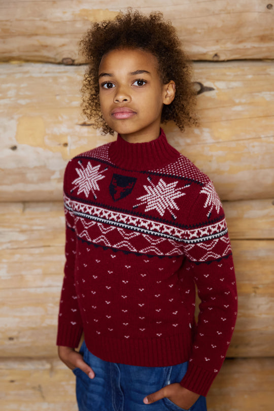 High Neck Wool Blend Fairisle Jumper