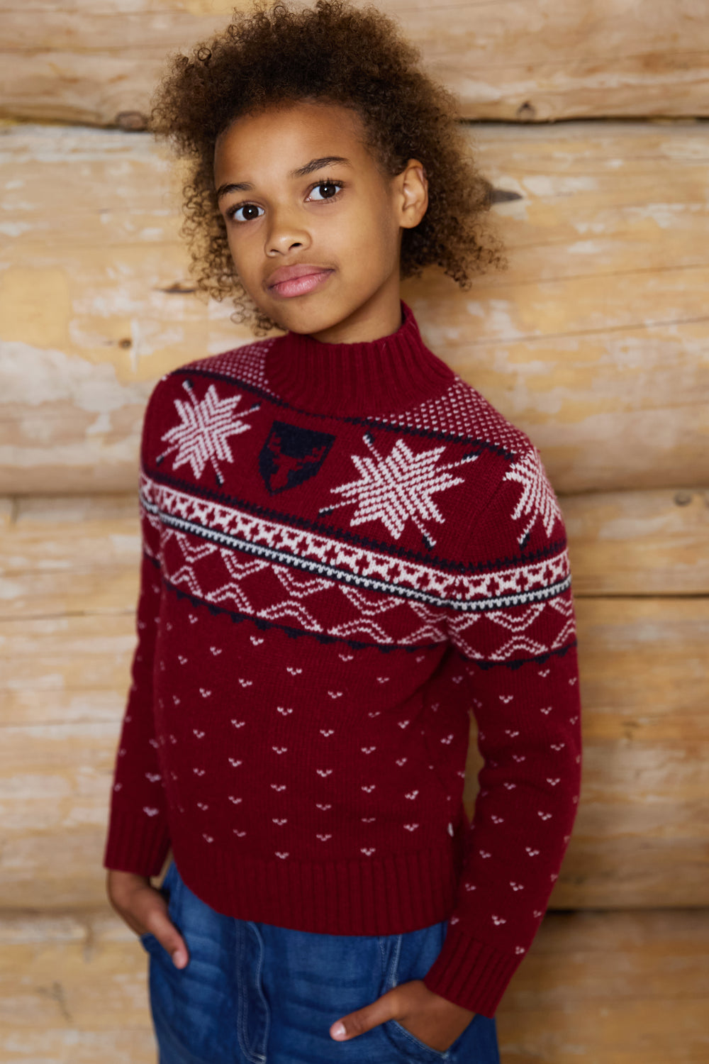 High Neck Wool Blend Fairisle Jumper