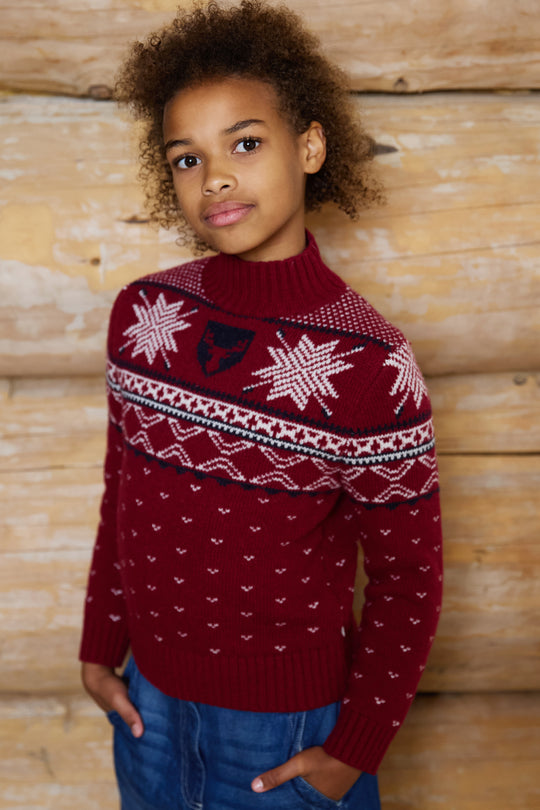 High Neck Wool Blend Fairisle Jumper