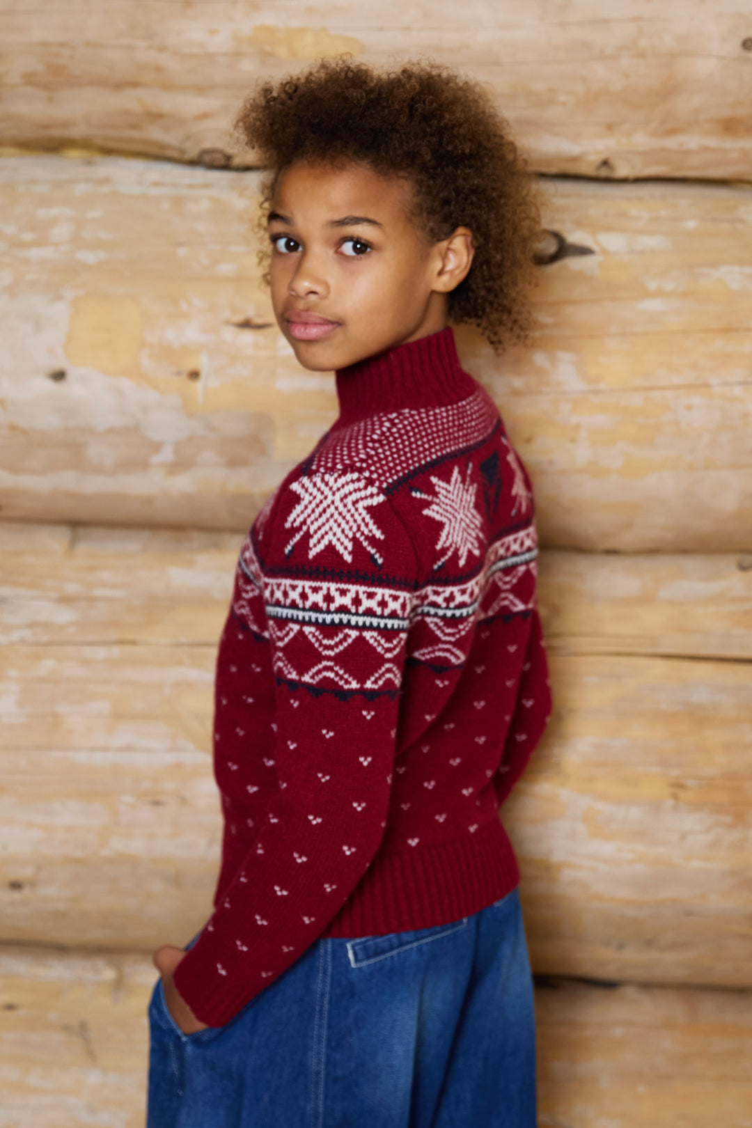 High Neck Wool Blend Fairisle Jumper